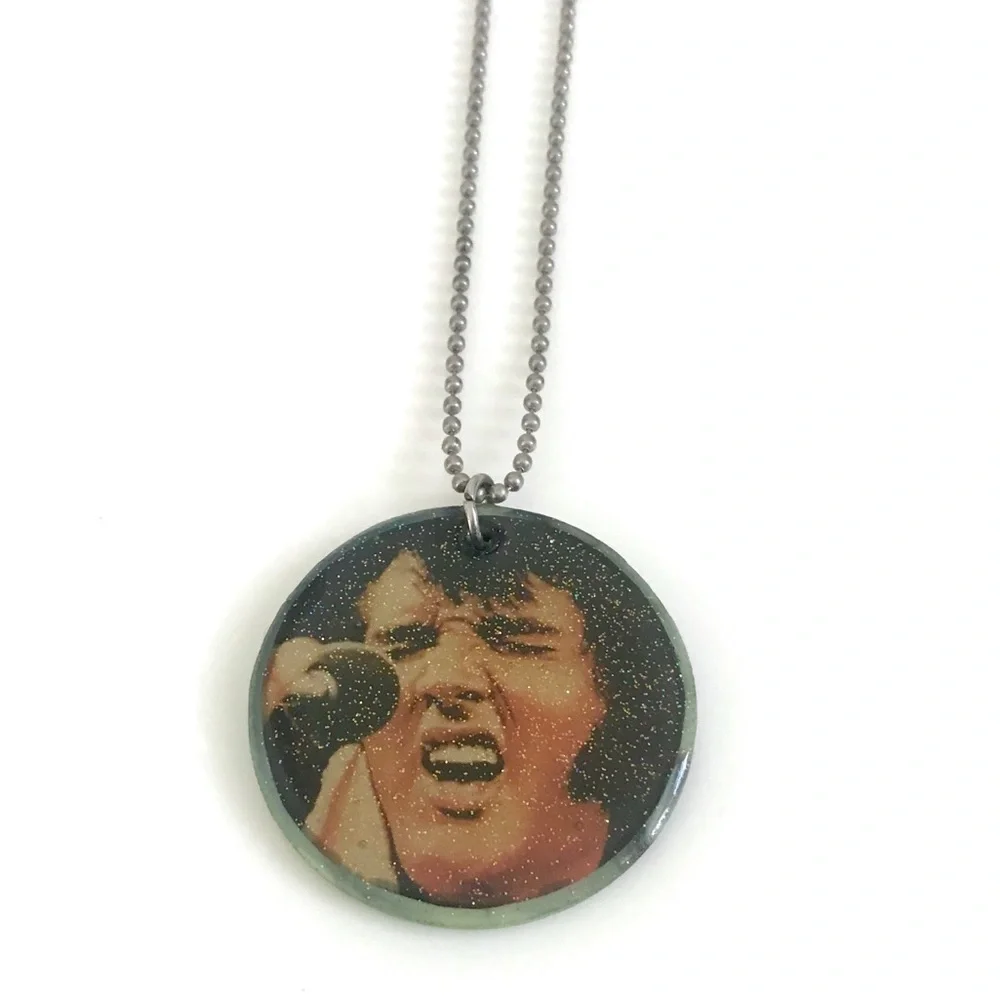 Elvis Presley necklace sparkle resin acrylic retro statement jewelry